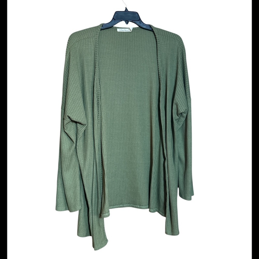 Liberty Love Green Open-Front Sweater 3XL